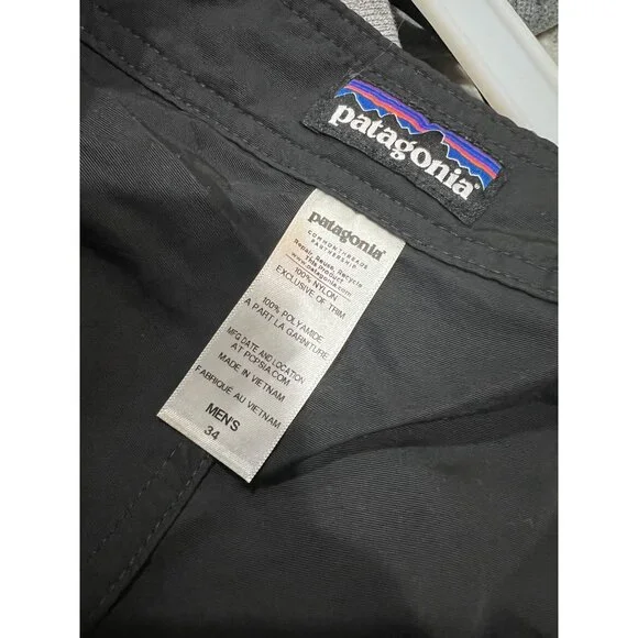 Patagonia Mens Black Board Shorts Swim Trunks Size 34 Side Zip Pocket Surf - Picture 6 of 6